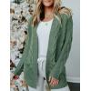 MEROKEETY Women’s 2026 Long Sleeve Cable Knit Cardigan Sweaters Open Front Fall Outerwear Coat Pockets(Dusty Green)