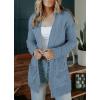 MEROKEETY Women’s 2026 Long Sleeve Cable Knit Cardigan Sweaters Open Front Fall Outerwear Coat Pockets(Light Blue)