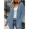 MEROKEETY Women’s 2026 Long Sleeve Cable Knit Cardigan Sweaters Open Front Fall Outerwear Coat Pockets(Light Blue)