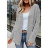 MEROKEETY Women’s 2026 Long Sleeve Cable Knit Cardigan Sweaters Open Front Fall Outerwear Coat Pockets(Light Grey)