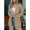 MEROKEETY Women’s 2026 Long Sleeve Cable Knit Cardigan Sweaters Open Front Fall Outerwear Coat Pockets(Light Khaki)