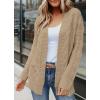 MEROKEETY Women’s 2026 Long Sleeve Cable Knit Cardigan Sweaters Open Front Fall Outerwear Coat Pockets(Light Khaki)