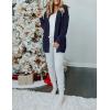 MEROKEETY Women’s 2026 Long Sleeve Cable Knit Cardigan Sweaters Open Front Fall Outerwear Coat Pockets(Navy)