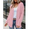 MEROKEETY Women’s 2026 Long Sleeve Cable Knit Cardigan Sweaters Open Front Fall Outerwear Coat Pockets(Pink)