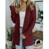 MEROKEETY Women’s 2026 Long Sleeve Cable Knit Cardigan Sweaters Open Front Fall Outerwear Coat Pockets(Wine)