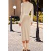 MEROKEETY Women’s 2026 Long Sleeve Midi Sweater Dress Fall Winter Spring Mock Neck Contrast Tie Waist Bodycon Knit Dresses(Apricot)
