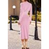 MEROKEETY Women’s 2026 Long Sleeve Midi Sweater Dress Fall Winter Spring Mock Neck Contrast Tie Waist Bodycon Knit Dresses(Lightpink)
