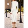 MEROKEETY Women’s 2026 Long Sleeve Midi Sweater Dress Fall Winter Spring Mock Neck Contrast Tie Waist Bodycon Knit Dresses(White)