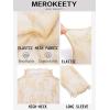 MEROKEETY Womens 2026 Mesh Sheer Lace Long Sleeve Top Sexy Y2k Mock Neck See Through Shirt Blouses(Apricot)