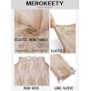 MEROKEETY Womens 2026 Mesh Sheer Lace Long Sleeve Top Sexy Y2k Mock Neck See Through Shirt Blouses(Lightkhaki)