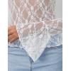MEROKEETY Womens 2026 Mesh Sheer Lace Long Sleeve Top Sexy Y2k Mock Neck See Through Shirt Blouses(White2)
