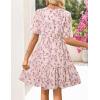 MEROKEETY Women’s 2026 Spring Summer Floral Dress V Neck Short Sleeve Button A Line Boho Beach Flowy Vacation Dresses(Apricot)