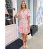 MEROKEETY Women’s 2026 Spring Summer Floral Dress V Neck Short Sleeve Button A Line Boho Beach Flowy Vacation Dresses(Apricot)