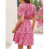MEROKEETY Women’s 2026 Spring Summer Floral Dress V Neck Short Sleeve Button A Line Boho Beach Flowy Vacation Dresses(Pink)
