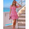 MEROKEETY Women’s 2026 Spring Summer Floral Dress V Neck Short Sleeve Button A Line Boho Beach Flowy Vacation Dresses(Pink)