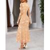 MEROKEETY Women’s 2026 Spring Wedding Guest Maxi Dress Long Sleeve Bodycon Floral Mesh Fall Cocktail Formal Party Dresses(Apricot)
