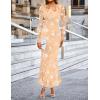 MEROKEETY Women’s 2026 Spring Wedding Guest Maxi Dress Long Sleeve Bodycon Floral Mesh Fall Cocktail Formal Party Dresses(Apricot)