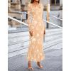 MEROKEETY Women’s 2026 Spring Wedding Guest Maxi Dress Long Sleeve Bodycon Floral Mesh Fall Cocktail Formal Party Dresses(Apricot)