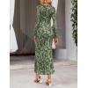MEROKEETY Women’s 2026 Spring Wedding Guest Maxi Dress Long Sleeve Bodycon Floral Mesh Fall Cocktail Formal Party Dresses(Armygreen)