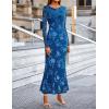 MEROKEETY Women’s 2026 Spring Wedding Guest Maxi Dress Long Sleeve Bodycon Floral Mesh Fall Cocktail Formal Party Dresses(Blue)
