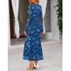 MEROKEETY Women’s 2026 Spring Wedding Guest Maxi Dress Long Sleeve Bodycon Floral Mesh Fall Cocktail Formal Party Dresses(Blue)