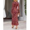 MEROKEETY Women’s 2026 Spring Wedding Guest Maxi Dress Long Sleeve Bodycon Floral Mesh Fall Cocktail Formal Party Dresses(Burgundy)