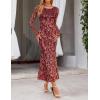 MEROKEETY Women’s 2026 Spring Wedding Guest Maxi Dress Long Sleeve Bodycon Floral Mesh Fall Cocktail Formal Party Dresses(Burgundy)