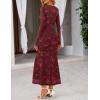 MEROKEETY Women’s 2026 Spring Wedding Guest Maxi Dress Long Sleeve Bodycon Floral Mesh Fall Cocktail Formal Party Dresses(Wine)