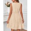 MEROKEETY Women’s 2026 Summer Casual Mini Sundress Beach Vacation Sleeveless V Neck Flowy A Line Dress with Pockets(Apricot)