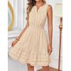 MEROKEETY Women’s 2026 Summer Casual Mini Sundress Beach Vacation Sleeveless V Neck Flowy A Line Dress with Pockets(Apricot)