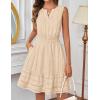 MEROKEETY Women’s 2026 Summer Casual Mini Sundress Beach Vacation Sleeveless V Neck Flowy A Line Dress with Pockets(Apricot)