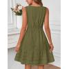 MEROKEETY Women’s 2026 Summer Casual Mini Sundress Beach Vacation Sleeveless V Neck Flowy A Line Dress with Pockets(Armygreen)