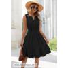 MEROKEETY Women’s 2026 Summer Casual Mini Sundress Beach Vacation Sleeveless V Neck Flowy A Line Dress with Pockets(Black)