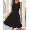 MEROKEETY Women’s 2026 Summer Casual Mini Sundress Beach Vacation Sleeveless V Neck Flowy A Line Dress with Pockets(Black)