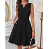 MEROKEETY Women’s 2026 Summer Casual Mini Sundress Beach Vacation Sleeveless V Neck Flowy A Line Dress with Pockets(Black)