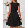 MEROKEETY Women’s 2026 Summer Casual Mini Sundress Beach Vacation Sleeveless V Neck Flowy A Line Dress with Pockets(Black)