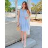 MEROKEETY Women’s 2026 Summer Casual Mini Sundress Beach Vacation Sleeveless V Neck Flowy A Line Dress with Pockets(Blue)