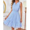 MEROKEETY Women’s 2026 Summer Casual Mini Sundress Beach Vacation Sleeveless V Neck Flowy A Line Dress with Pockets(Blue)