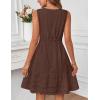 MEROKEETY Women’s 2026 Summer Casual Mini Sundress Beach Vacation Sleeveless V Neck Flowy A Line Dress with Pockets(Coffee)