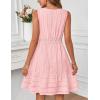 MEROKEETY Women’s 2026 Summer Casual Mini Sundress Beach Vacation Sleeveless V Neck Flowy A Line Dress with Pockets(Pink)