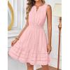 MEROKEETY Women’s 2026 Summer Casual Mini Sundress Beach Vacation Sleeveless V Neck Flowy A Line Dress with Pockets(Pink)