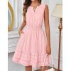 MEROKEETY Women’s 2026 Summer Casual Mini Sundress Beach Vacation Sleeveless V Neck Flowy A Line Dress with Pockets(Pink)