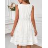 MEROKEETY Women’s 2026 Summer Casual Mini Sundress Beach Vacation Sleeveless V Neck Flowy A Line Dress with Pockets(White)