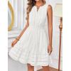 MEROKEETY Women’s 2026 Summer Casual Mini Sundress Beach Vacation Sleeveless V Neck Flowy A Line Dress with Pockets(White)