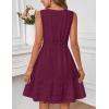 MEROKEETY Women’s 2026 Summer Casual Mini Sundress Beach Vacation Sleeveless V Neck Flowy A Line Dress with Pockets(Wine)