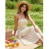 MEROKEETY Women’s 2026 Summer Floral Strapless Maxi Dress Boho Tube Smocked Tie Wedding Guest Cocktail Long Dresses(Beige)