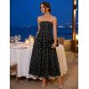 MEROKEETY Women’s 2026 Summer Floral Strapless Maxi Dress Boho Tube Smocked Tie Wedding Guest Cocktail Long Dresses(Black)
