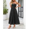 MEROKEETY Women’s 2026 Summer Floral Strapless Maxi Dress Boho Tube Smocked Tie Wedding Guest Cocktail Long Dresses(Black)