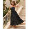 MEROKEETY Women’s 2026 Summer Floral Strapless Maxi Dress Boho Tube Smocked Tie Wedding Guest Cocktail Long Dresses(Black)