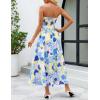 MEROKEETY Women’s 2026 Summer Floral Strapless Maxi Dress Boho Tube Smocked Tie Wedding Guest Cocktail Long Dresses(Blue)
